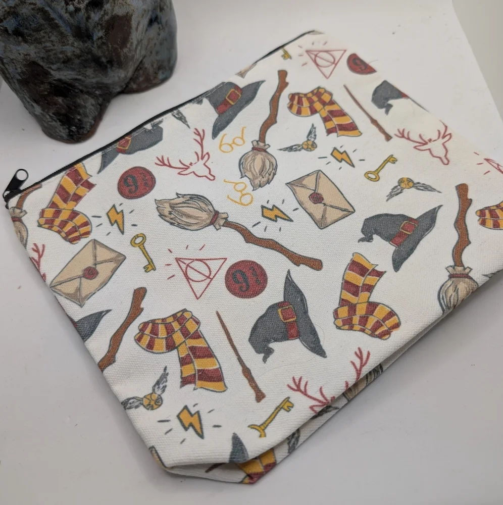 Magic Themed‎ Canvas Pouch with Wizard Icons